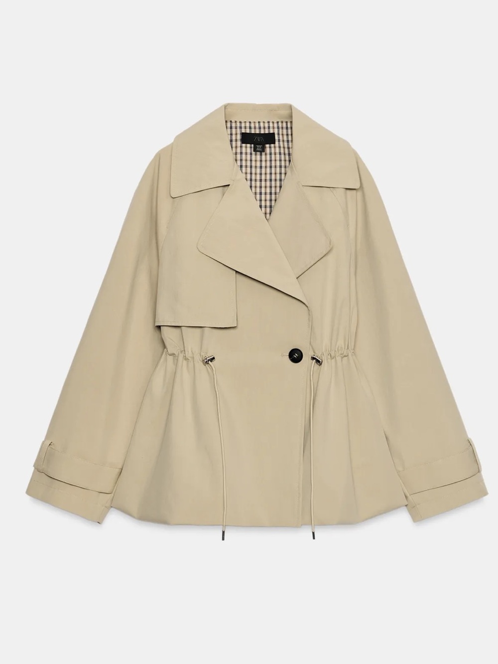 Zara DOUBLE-BREASTED DRAWSTRING TRENCH JACKET